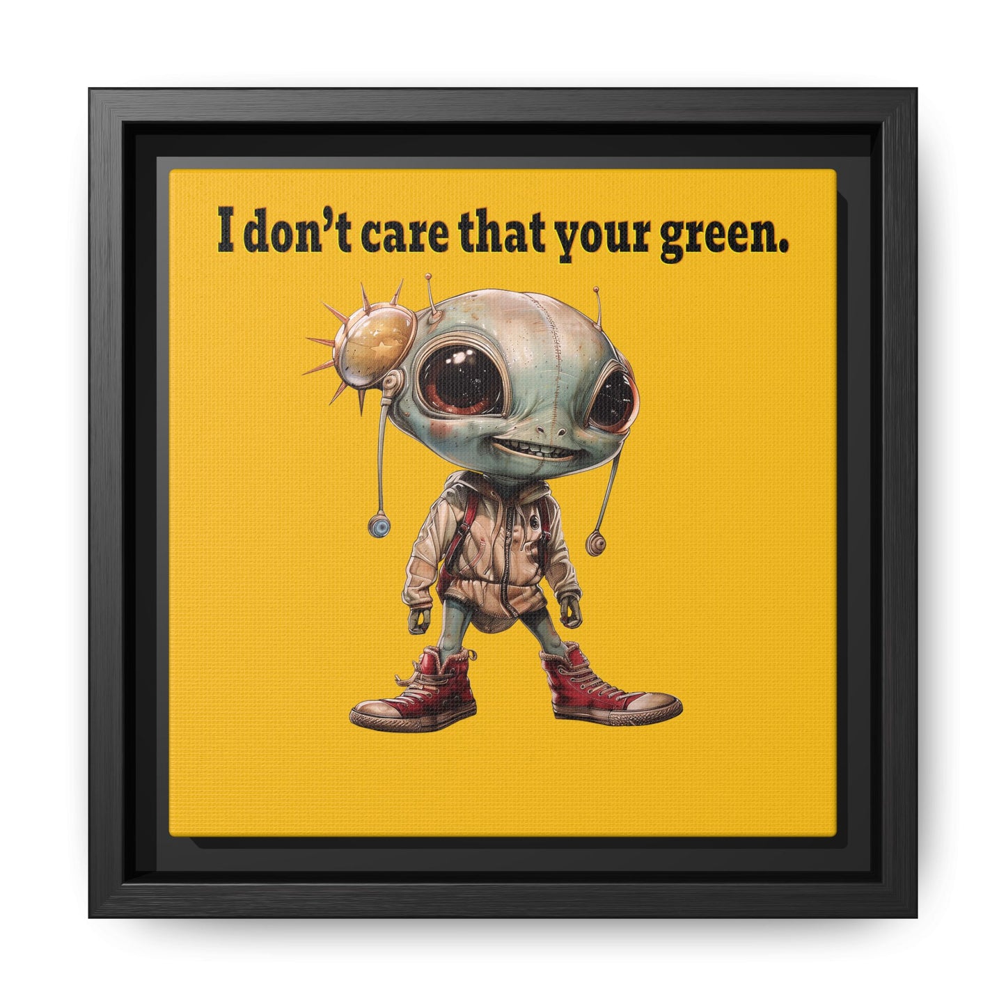 I don't care that your green - framed canvas art (yellow)