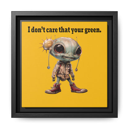 I don't care that your green - framed canvas art (yellow)