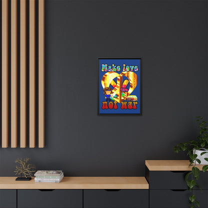 love peace - framed canvas art (dark blue)