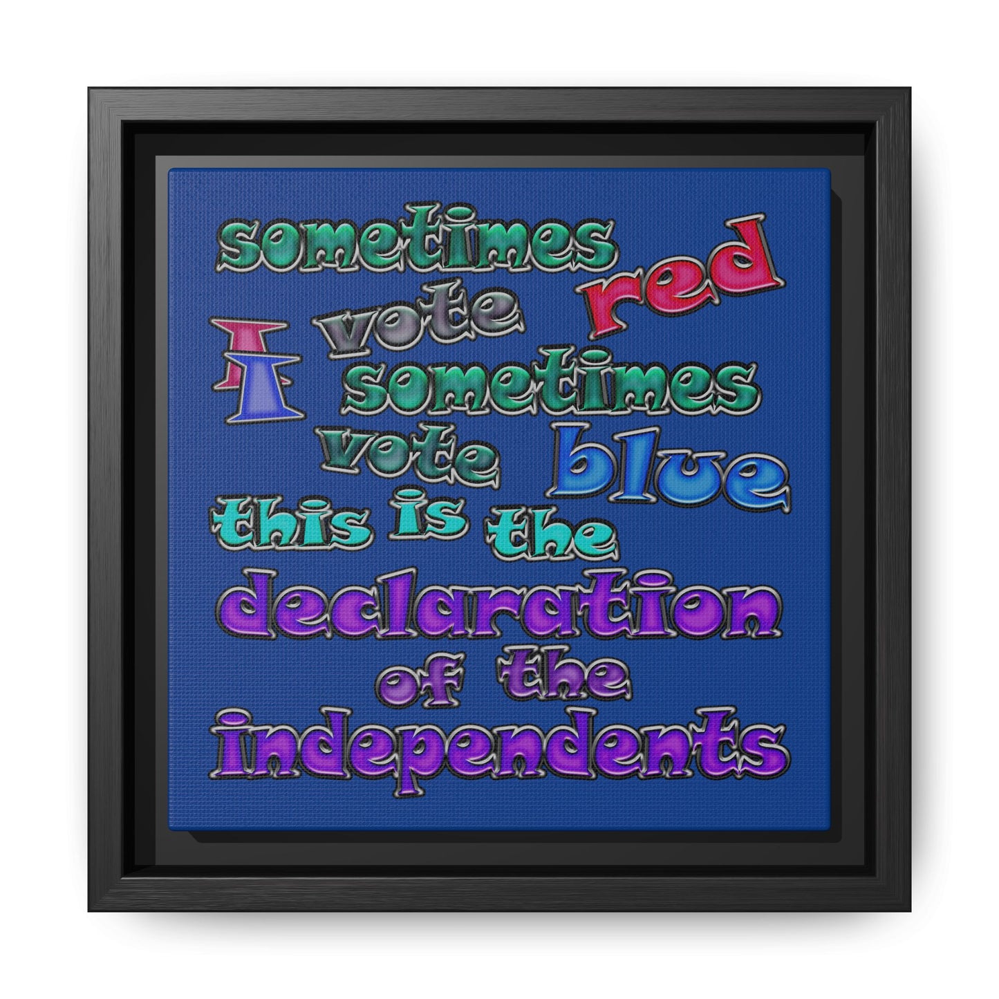 declaration of the independents - framed canvas art (dark blue)