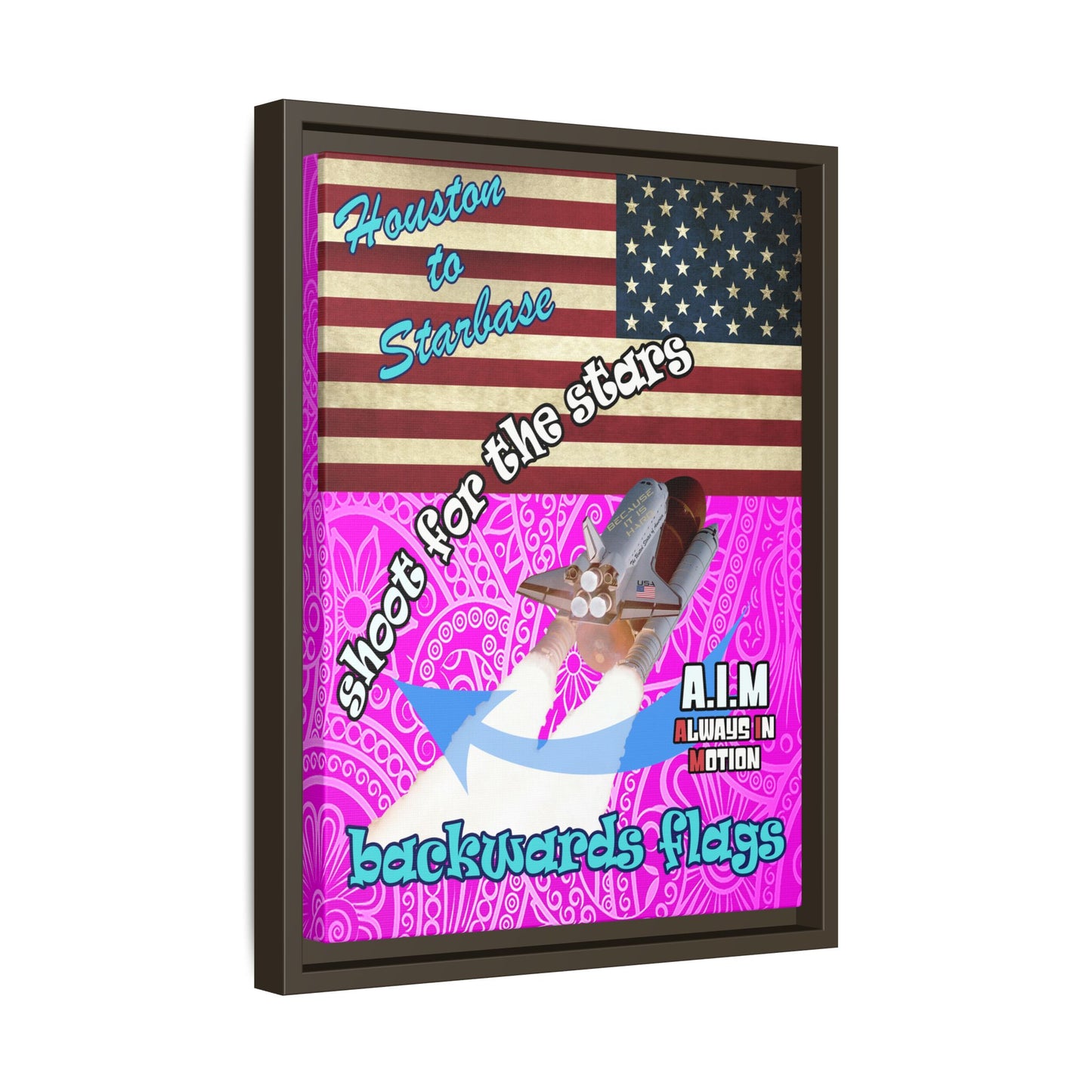 shoot for the stars - framed canvas art (pink swirl)