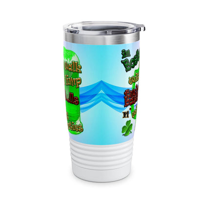 celtics logo - Ringneck Tumbler, 20oz (light blue-pink wave)