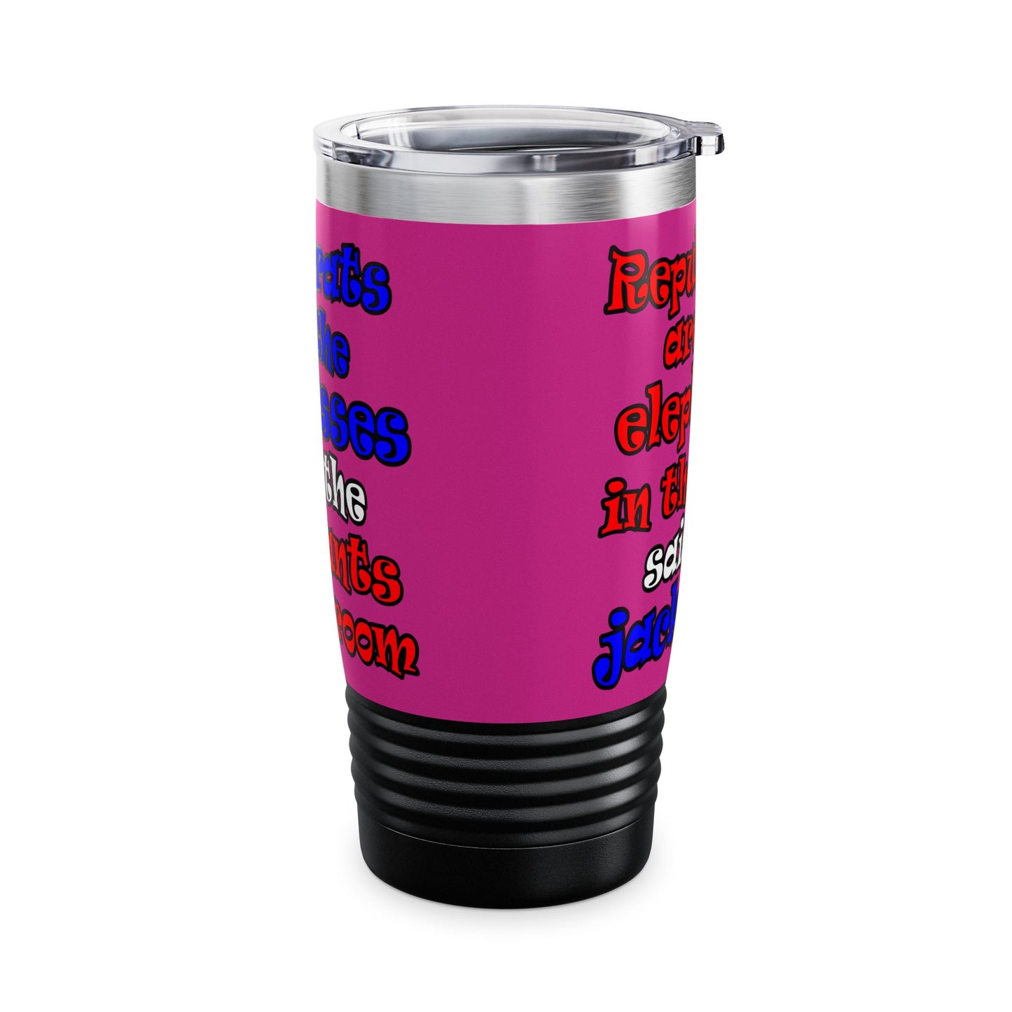 donkeys and elephants - Ringneck Tumbler, 20oz (pink)