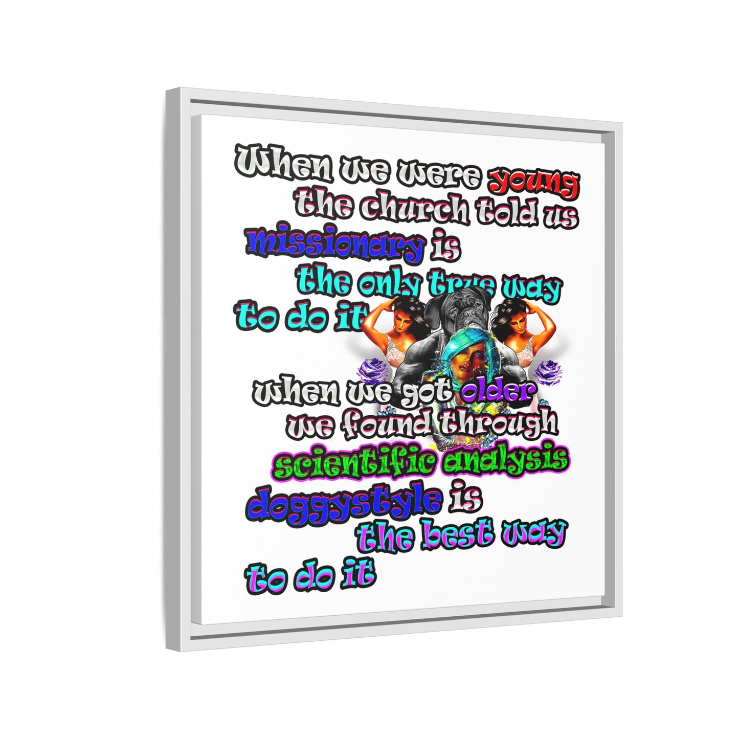 doggystyle - framed canvas art (white)