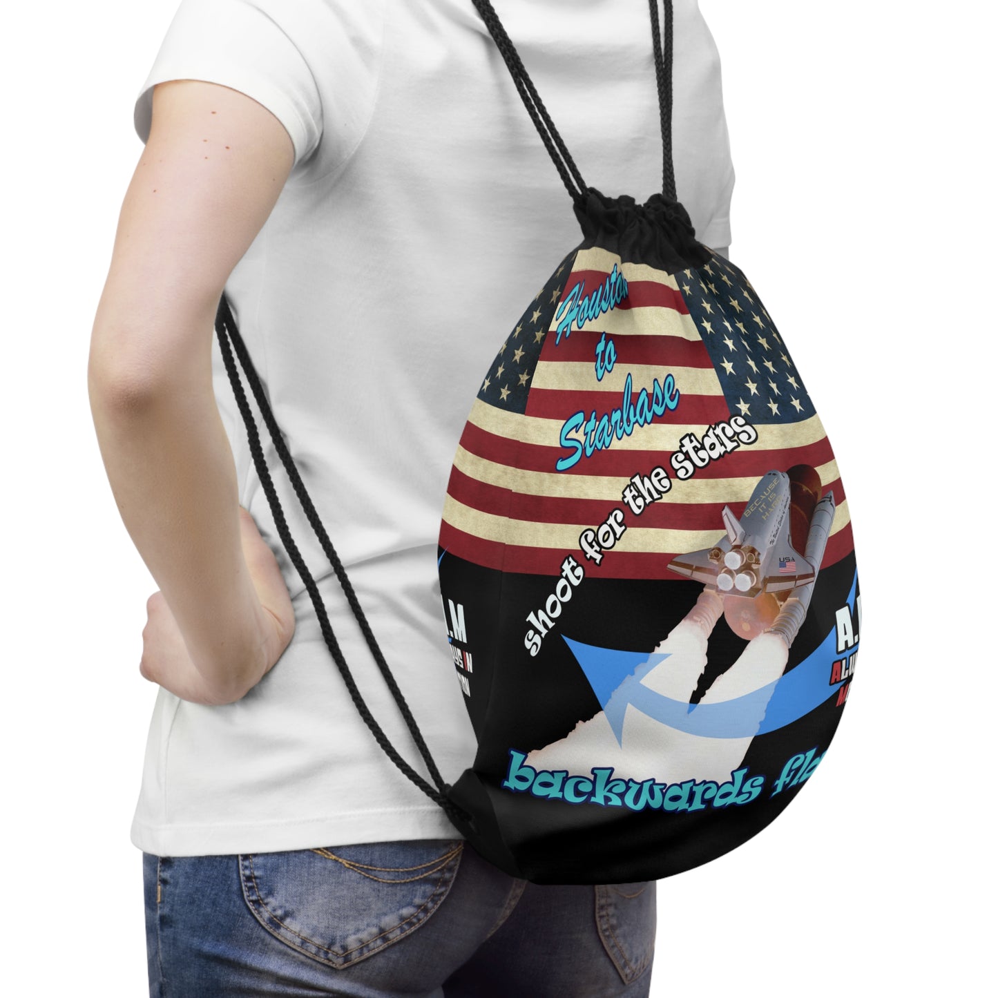 shoot for the stars - Drawstring Bag (black)