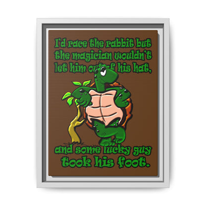 turtle race - framed canvas art (brown)