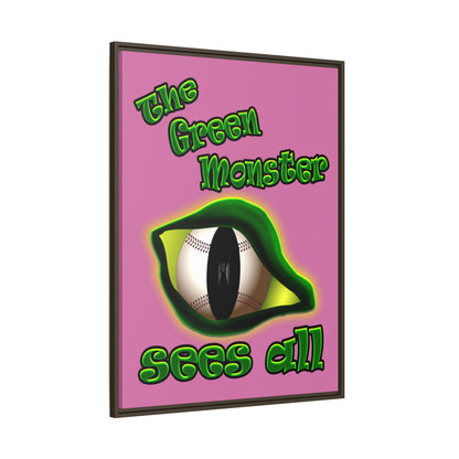 green monster - framed canvas art (light pink)