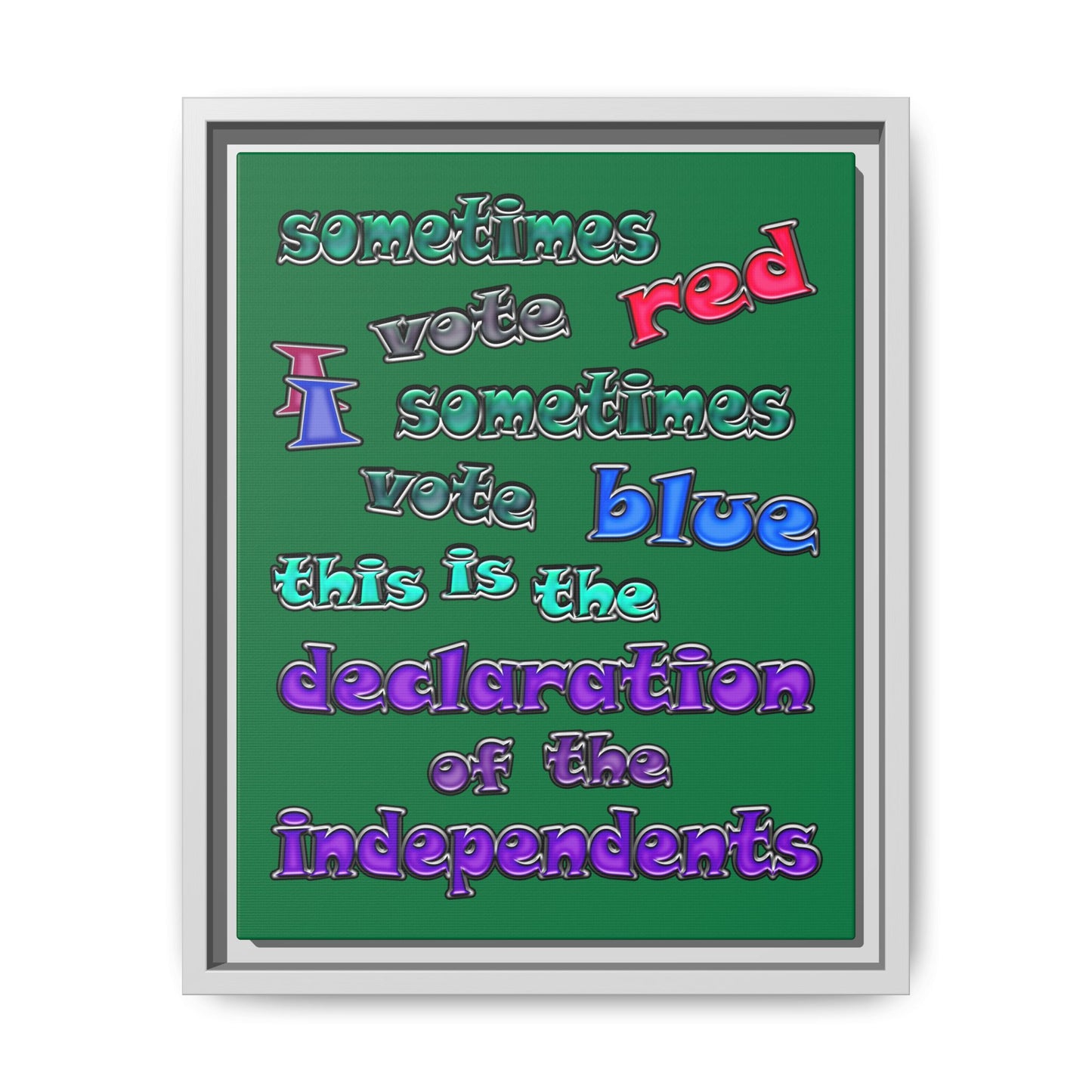 declaration of the independents - framed canvas art (dark green)