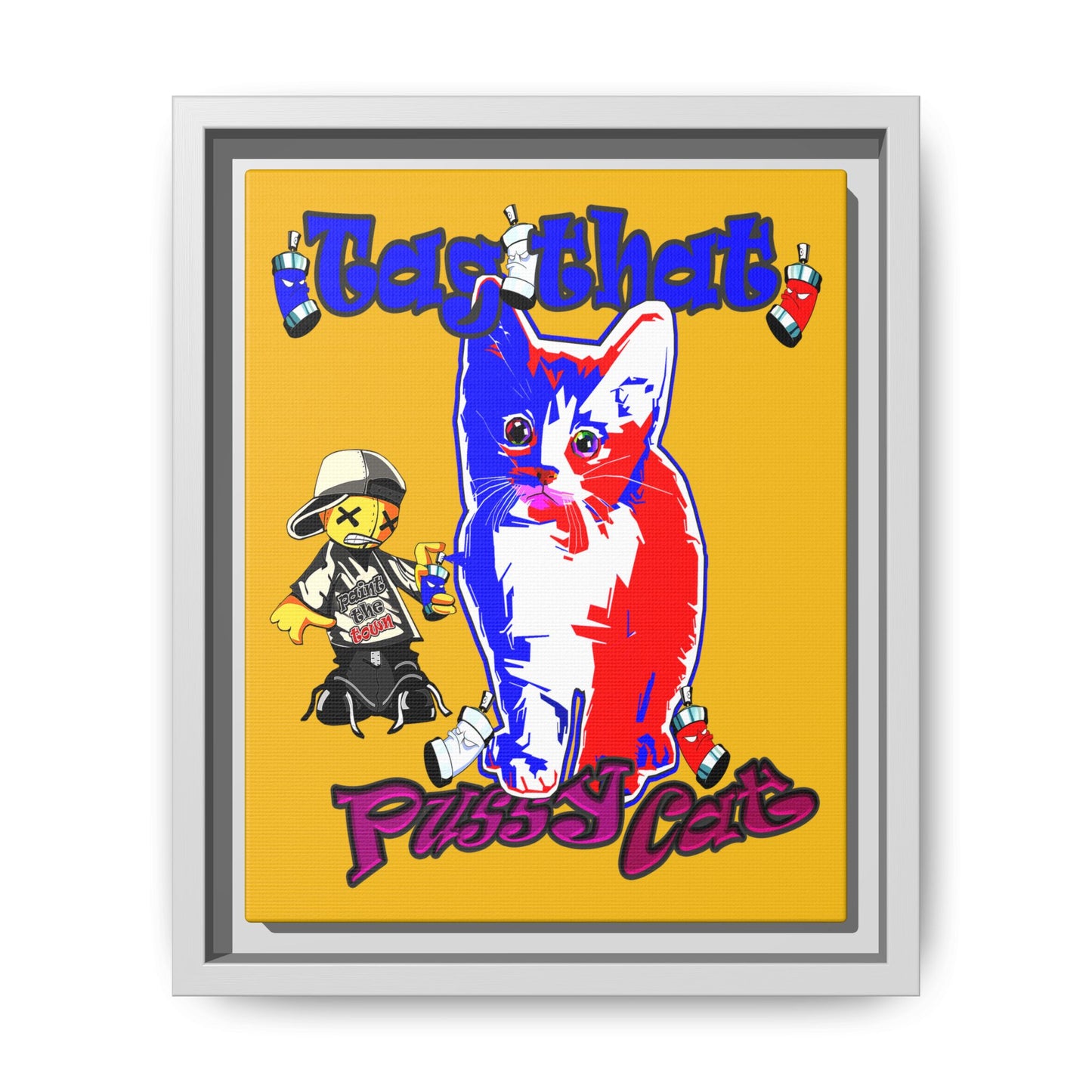tag that - framed canvas art (yellow)