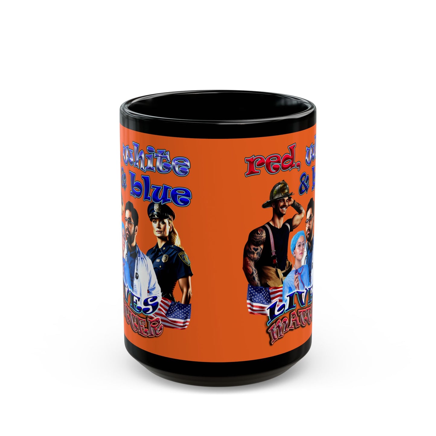 rw&b lives matter - Black Mug (orange)