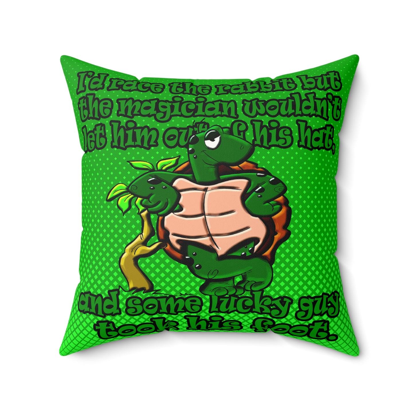 turtle race - Faux Suede Square Pillow - (logo green)