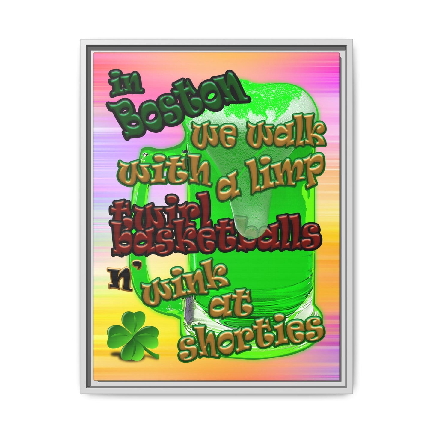 celtics logo - framed canvas art (color blur)