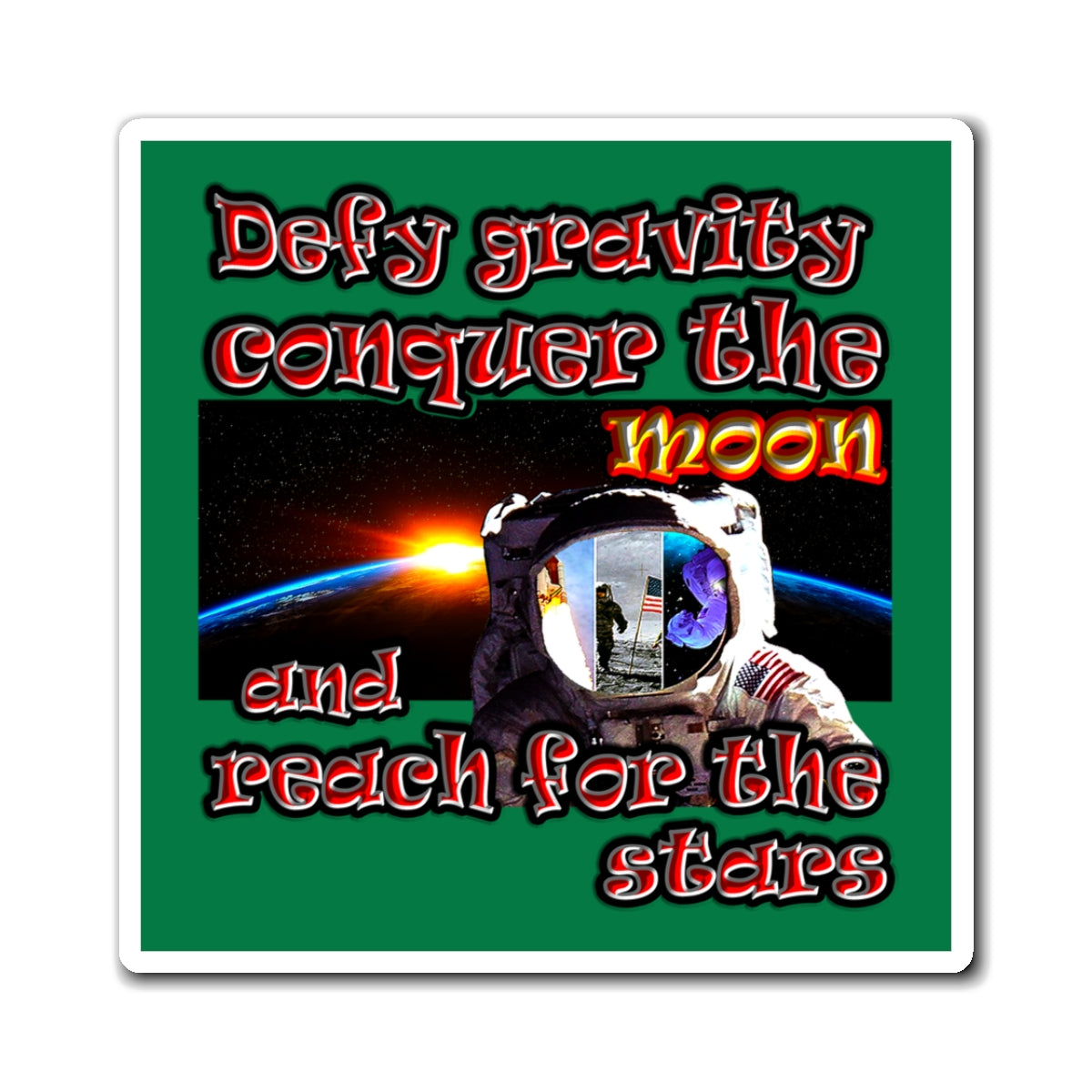 defy conquer reach - Magnets - (dark green)