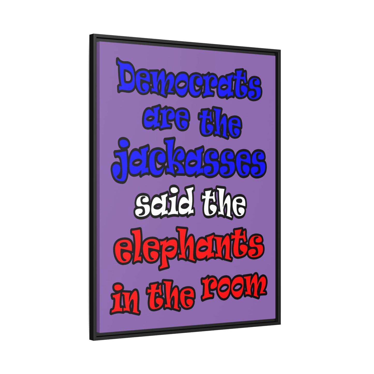 donkeys and elephants - framed canvas art (light purple)
