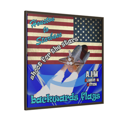 shoot for the stars - framed canvas art (blue-white wave)