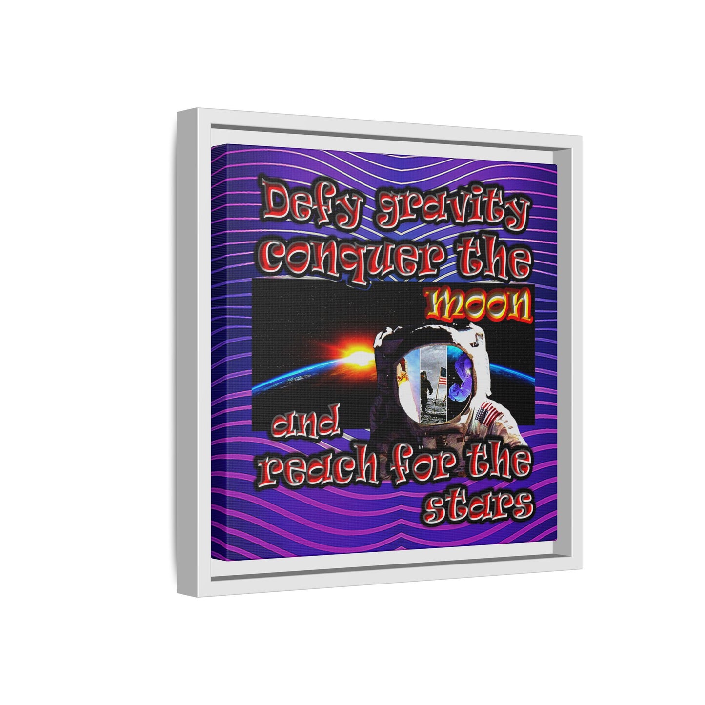defy conquer reach - framed canvas art (purple wave)