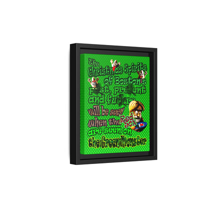 christmas spirits of boston - framed canvas art (logo green)