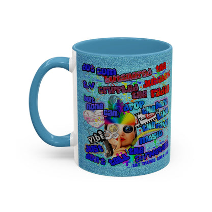 drop the beat - Accent Mug (faded blue)