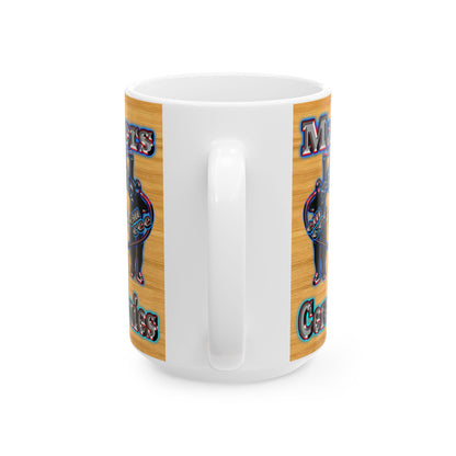 em cee squared - White Mug (butterscotch wood finish)