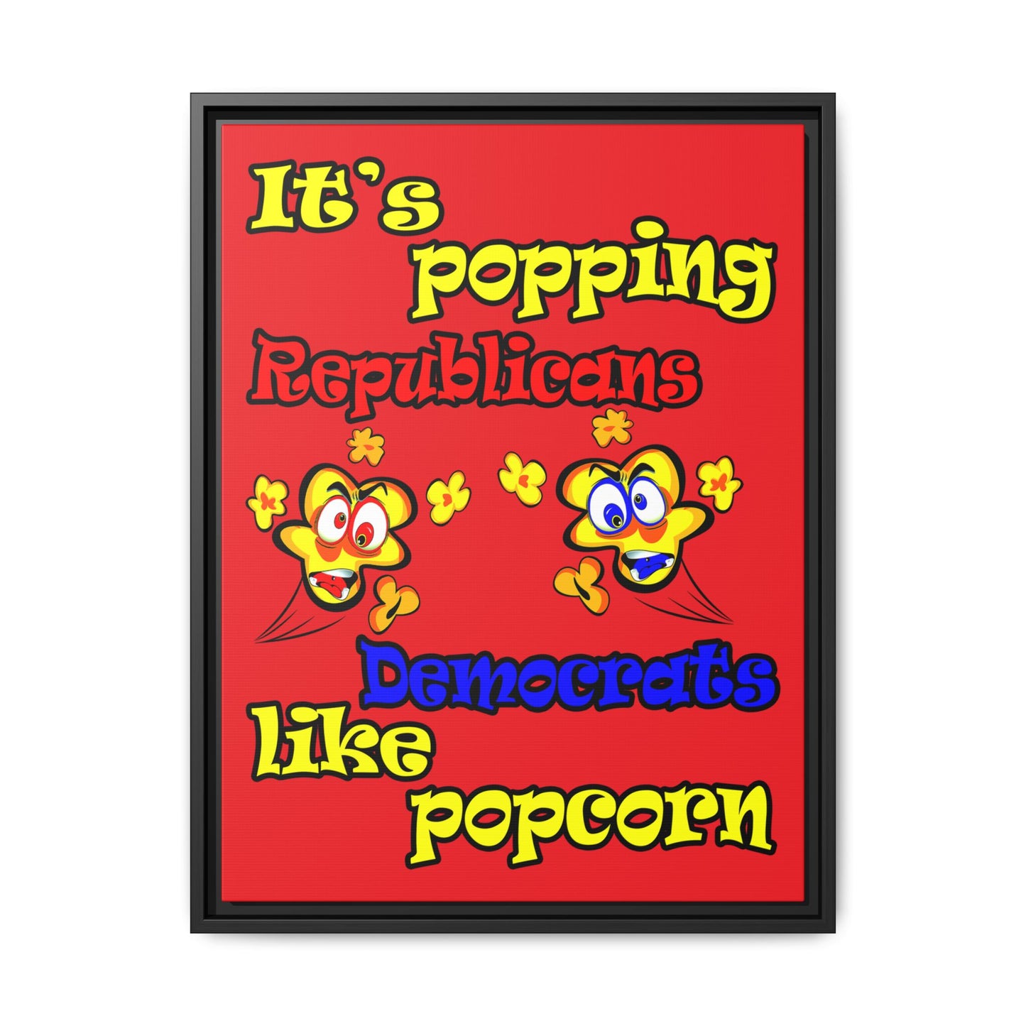 popping like popcorn - framed canvas art (red)