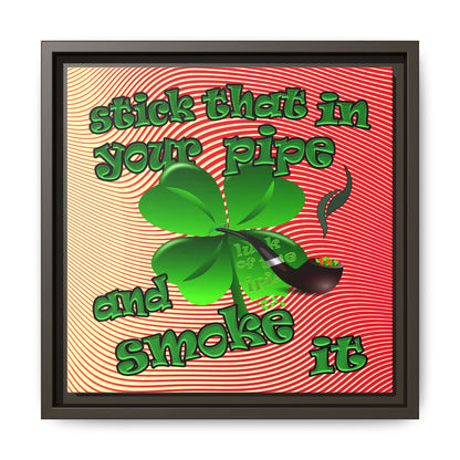 stick that in your pipe and smoke it - framed canvas art (yellow-orange wave)