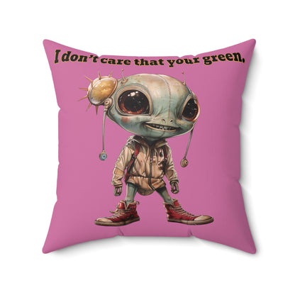 I don't care that your grey - Faux Suede Square Pillow - (light pink)