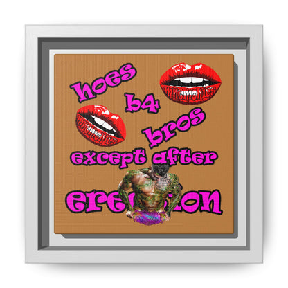 hoes b4 bros - framed canvas art (light brown)