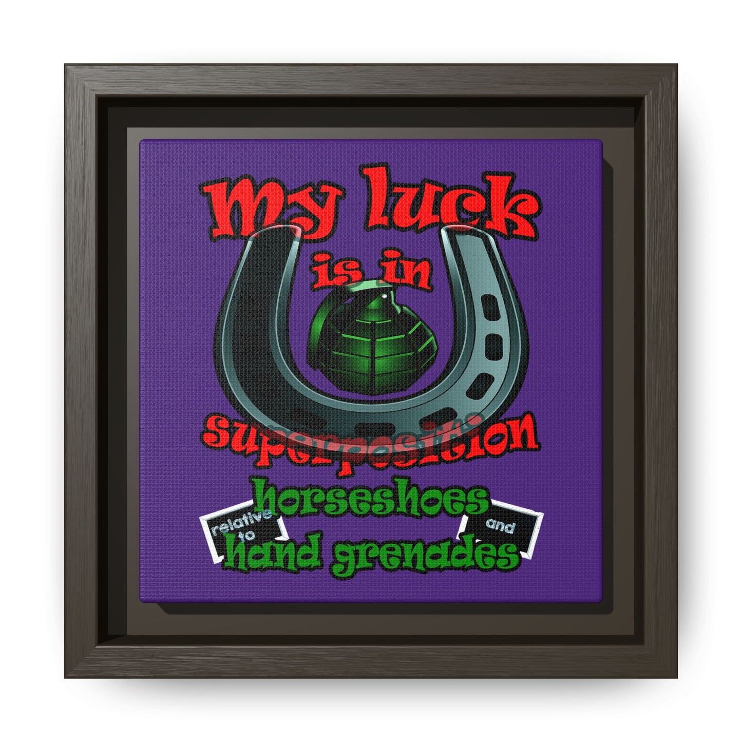 my luck - framed canvas art (purple)