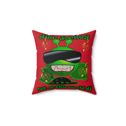 disc jockey - Spun Polyester Square Pillow - (dark red)