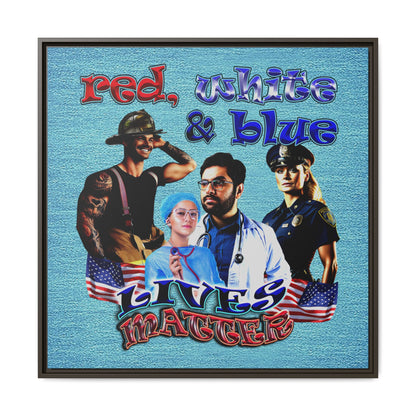 rw&b lives matter - framed canvas art (faded blue)
