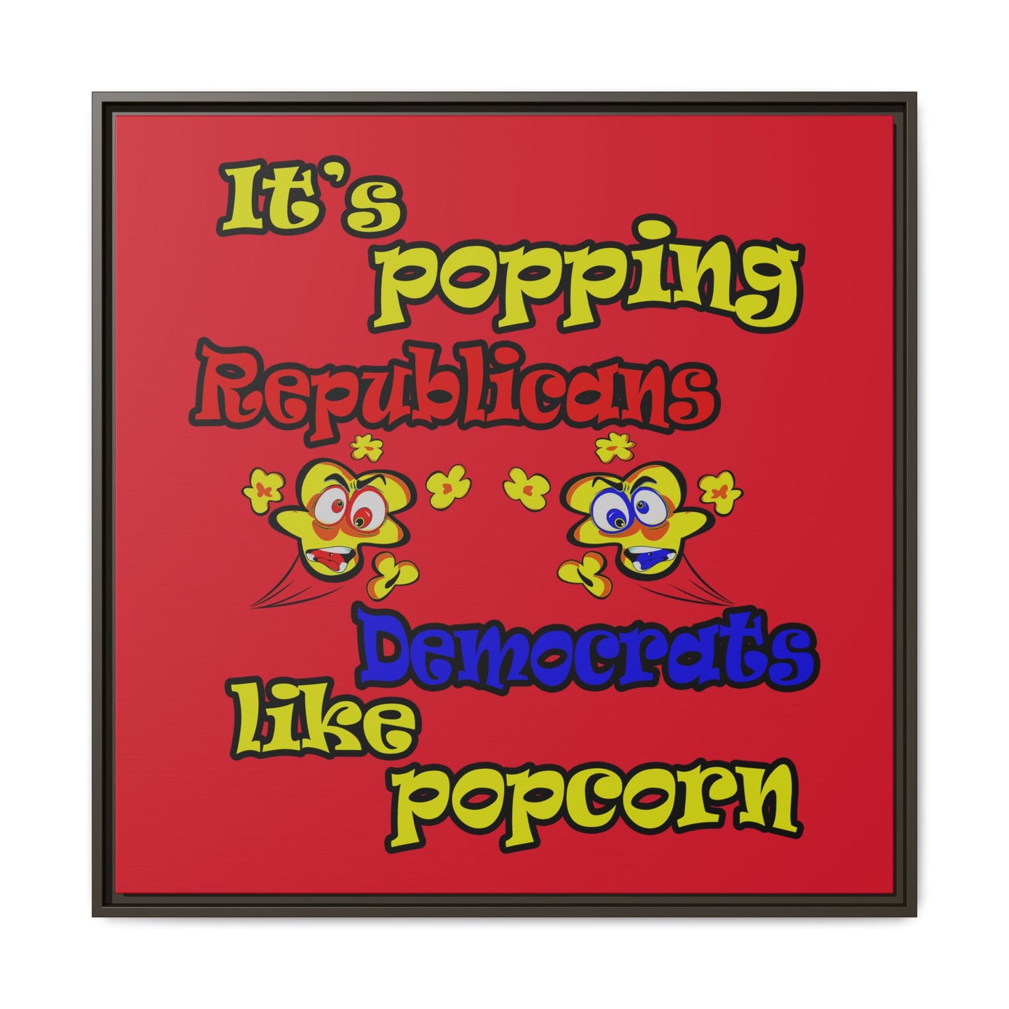 popping like popcorn - framed canvas art (dark red)