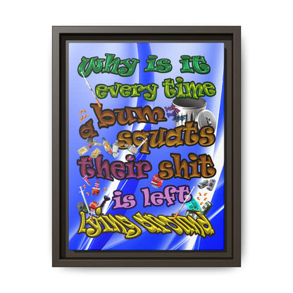 the bum's shit - framed canvas art (blue-white wave)