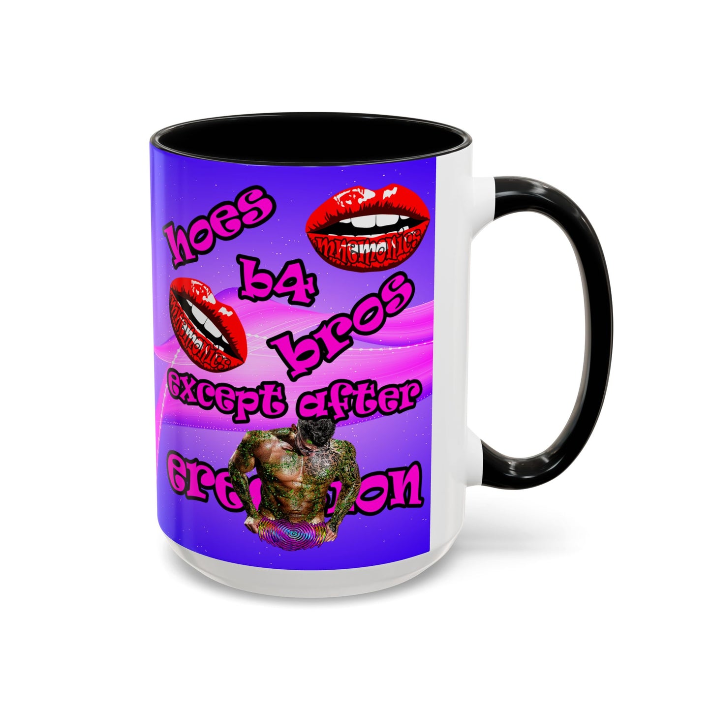 hoes b4 bros - Accent Mug (purple-pink wave)
