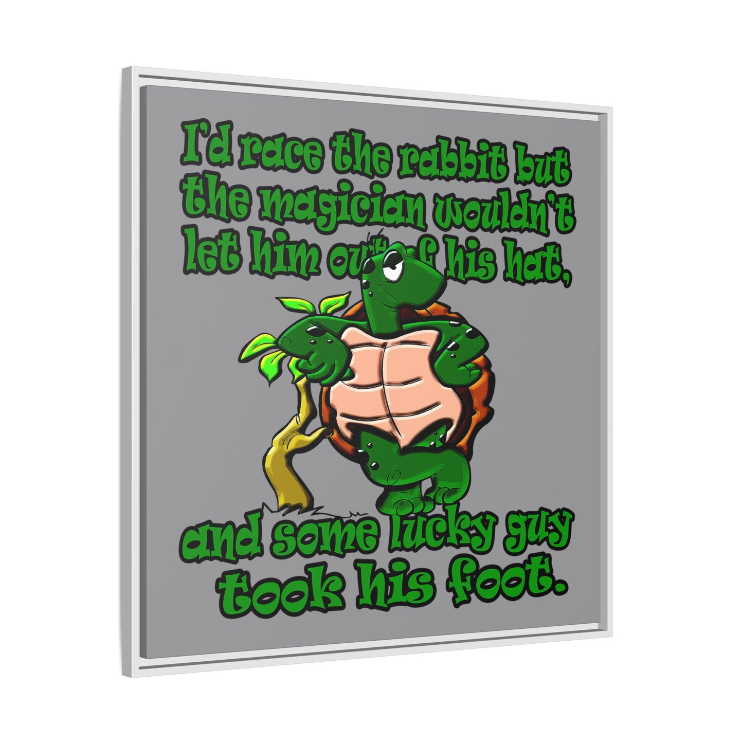 turtle race - framed canvas art (grey)