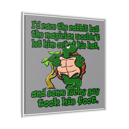 turtle race - framed canvas art (grey)