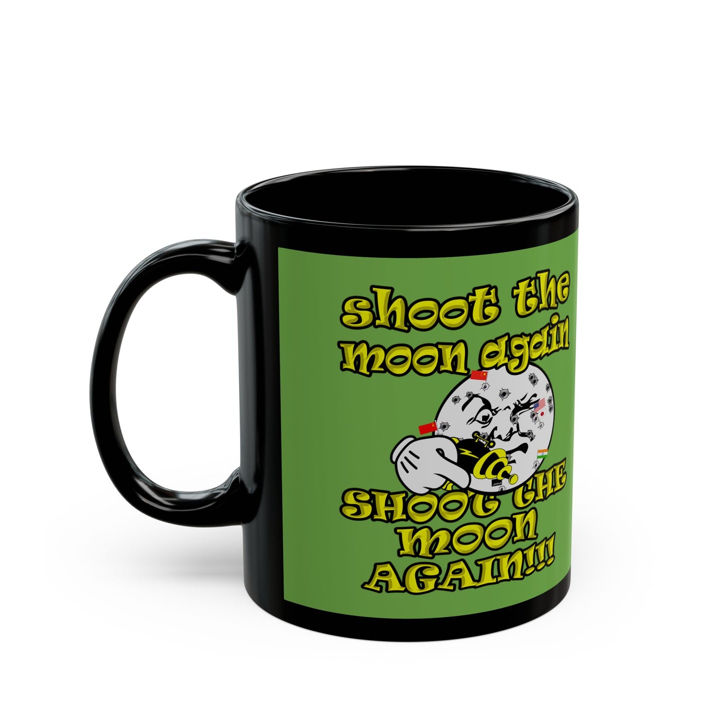 shoot the moon again - Black Mug (green)