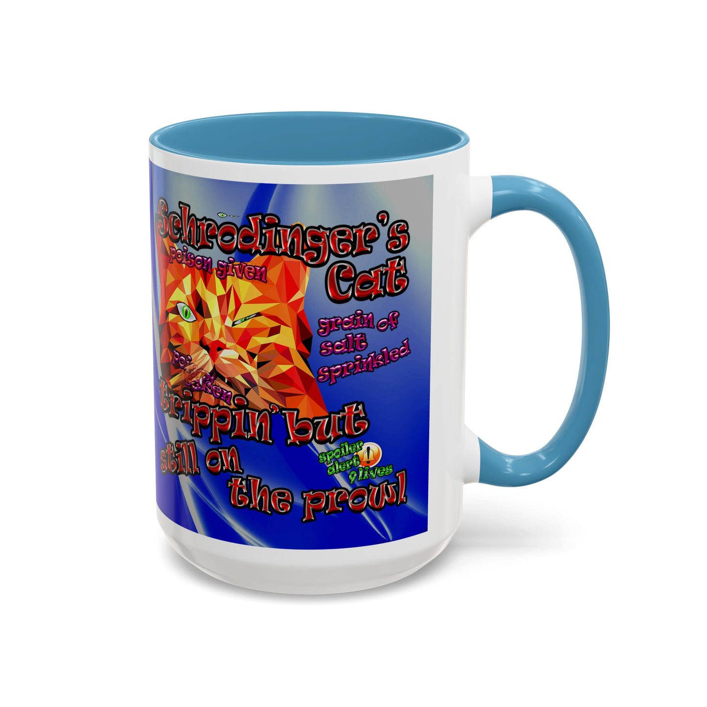 schrodinger's cat - Accent Mug (blue-white wave)