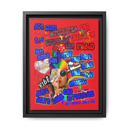 drop the beat - framed canvas art (red)