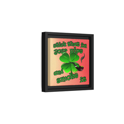 stick that in your pipe and smoke it - framed canvas art (yellow-orange wave)