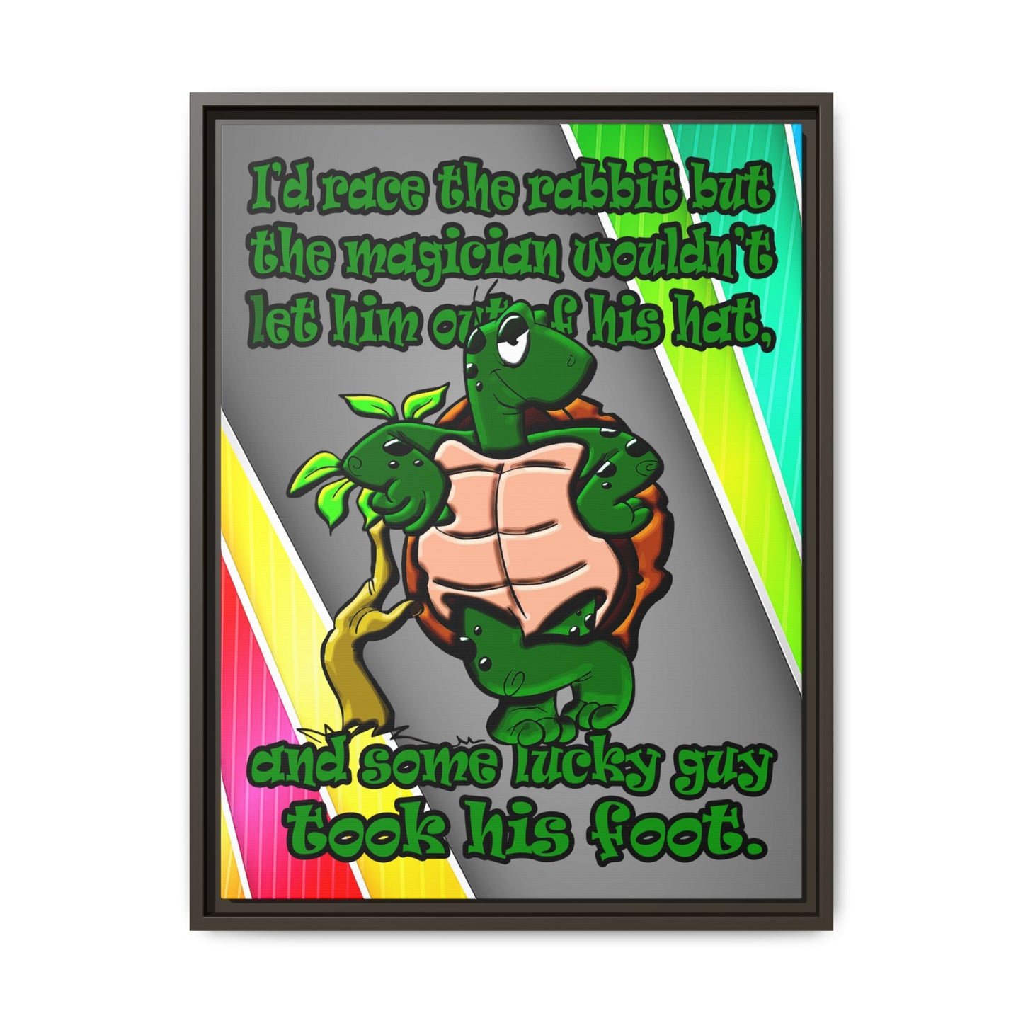 turtle race - framed canvas art (rainbow split)