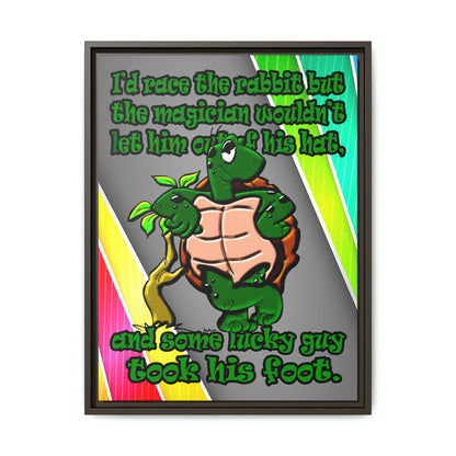 turtle race - framed canvas art (rainbow split)