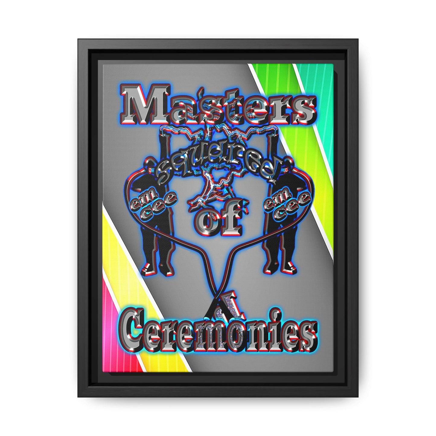 em cee squared - framed canvas art (rainbow split)