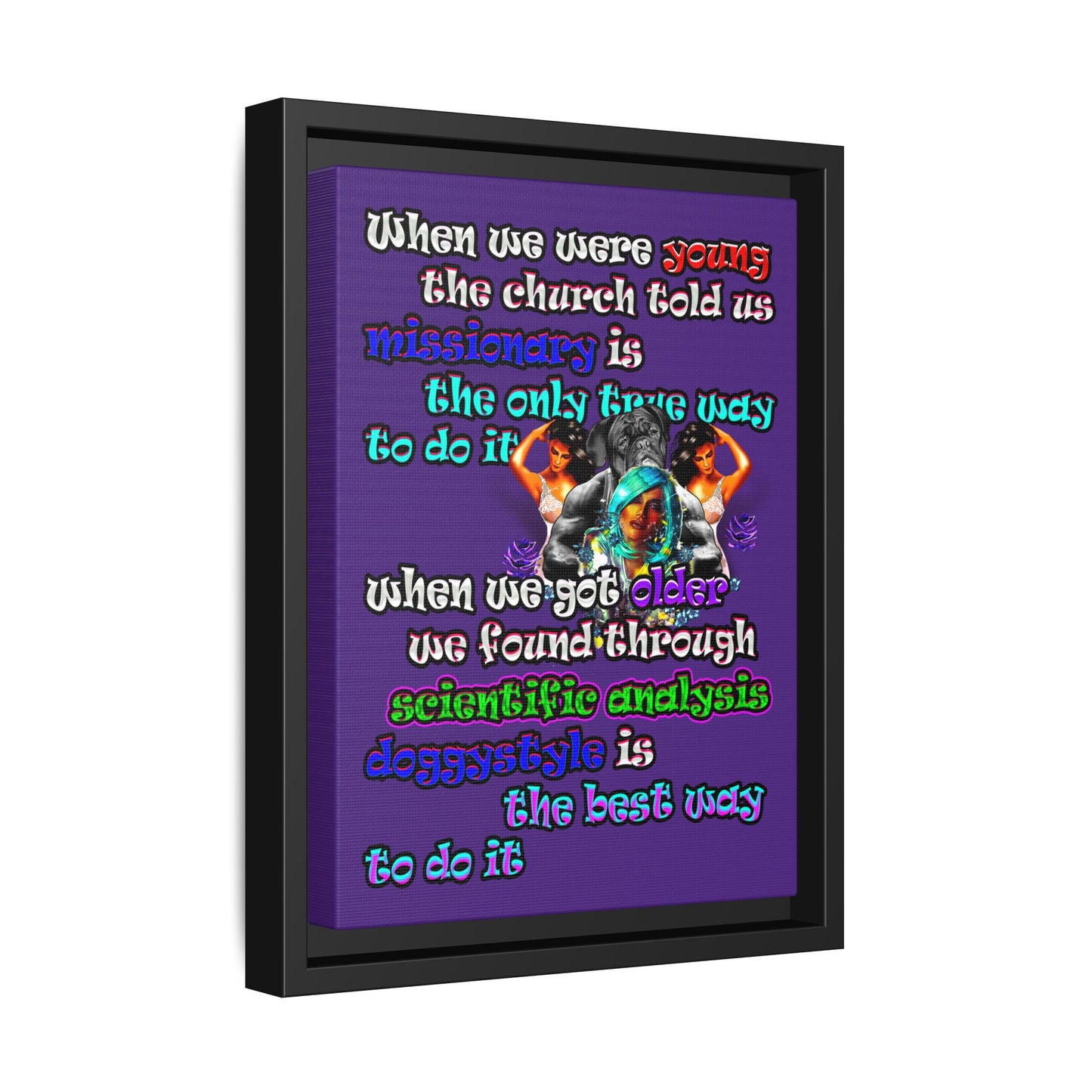 doggystyle - framed canvas art (purple)