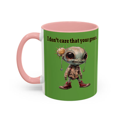 I don't care that your grey - Accent Mug (green)