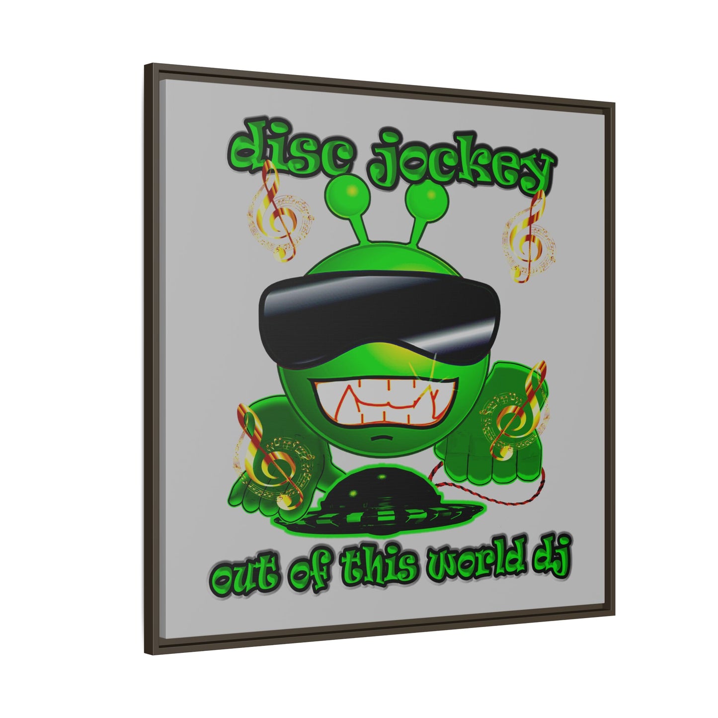disc jockey - framed canvas art (light grey)