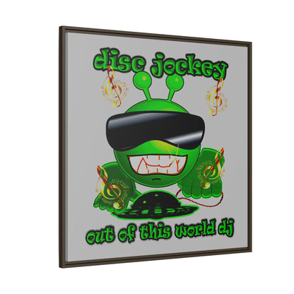 disc jockey - framed canvas art (light grey)