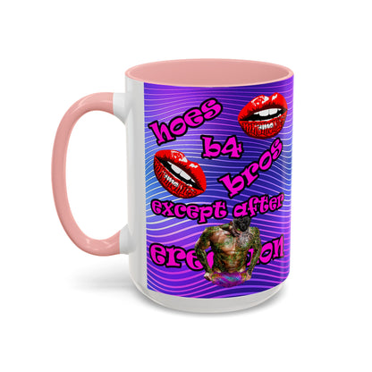 hoes b4 bros - Accent Mug (purple wave)