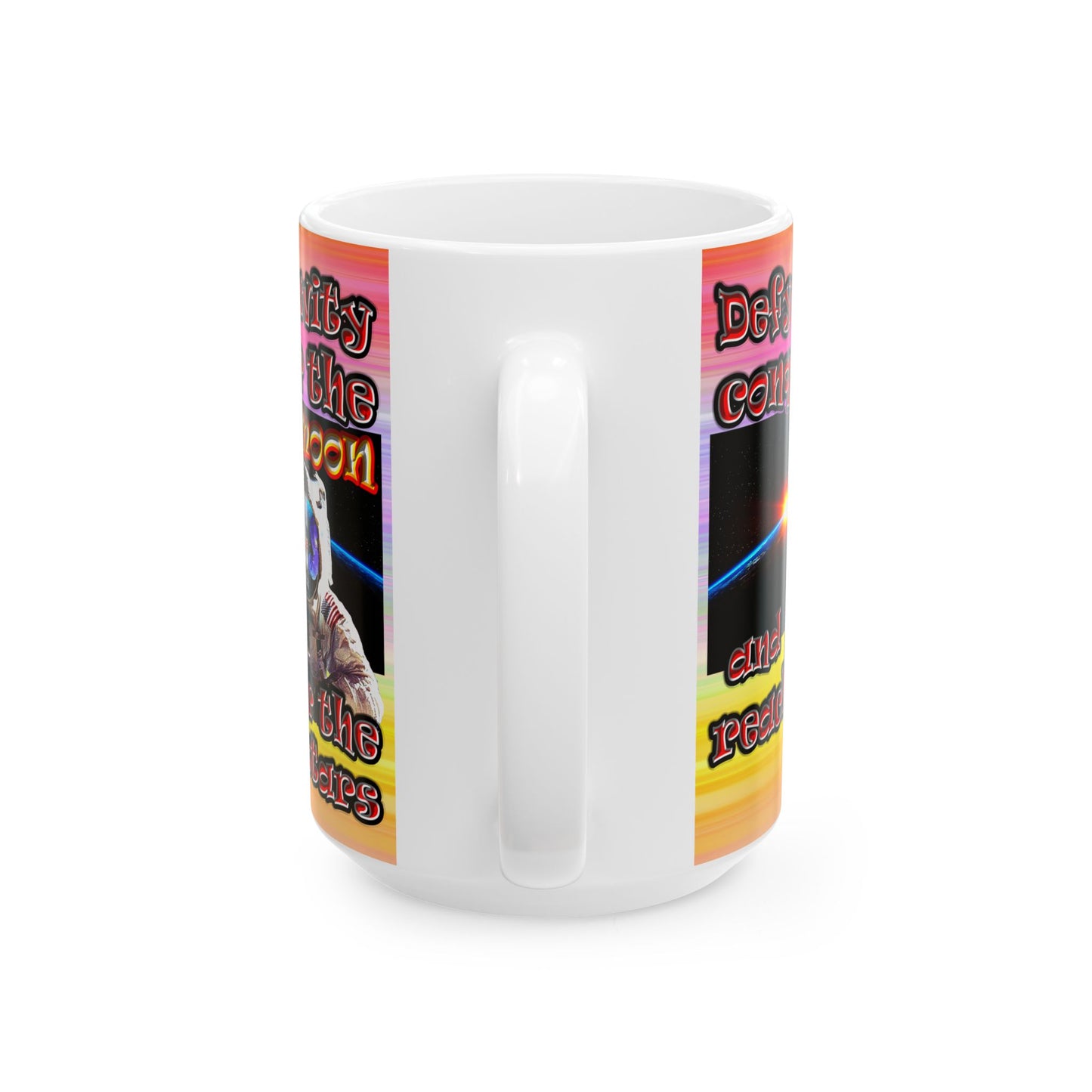 defy conquer reach - White Mug (color blur)
