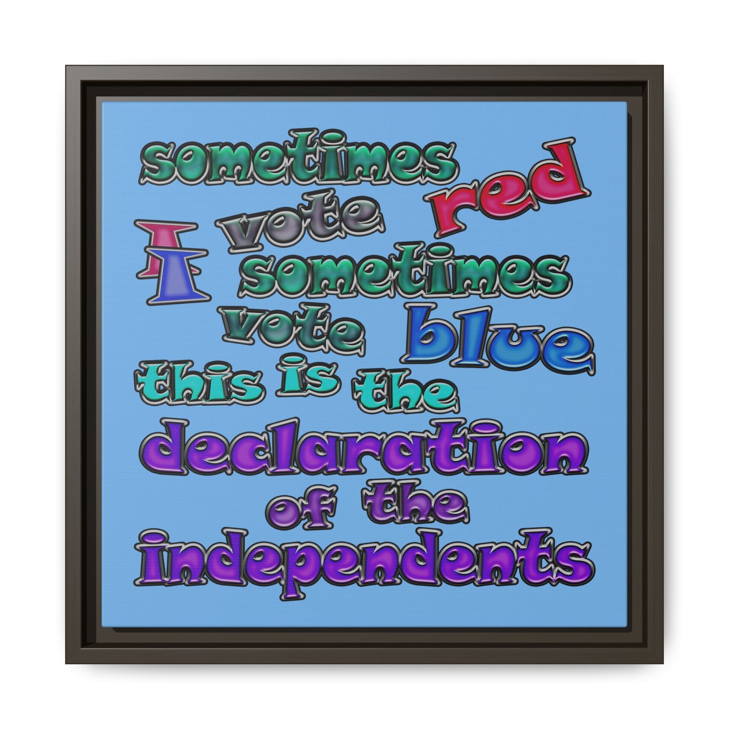 declaration of the independents - framed canvas art (light blue)