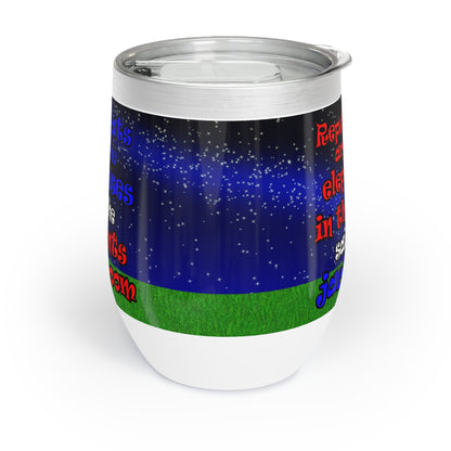 donkeys and elephants - Chill Wine Tumbler ('snoops' background)
